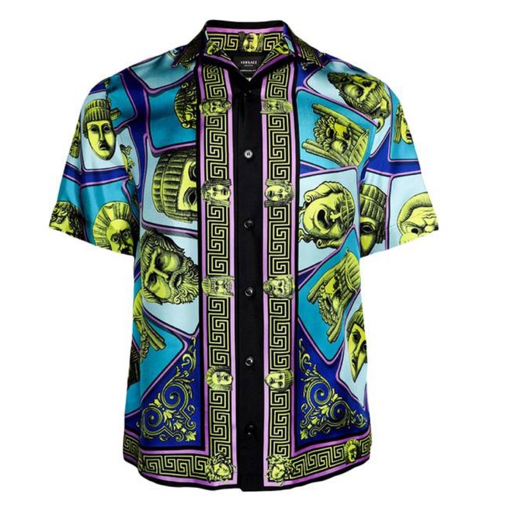 Versace Silk Shirt 'Acid Green/Teal'